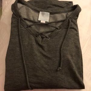 Ultra soft 3/4 sleeve lace up shirt